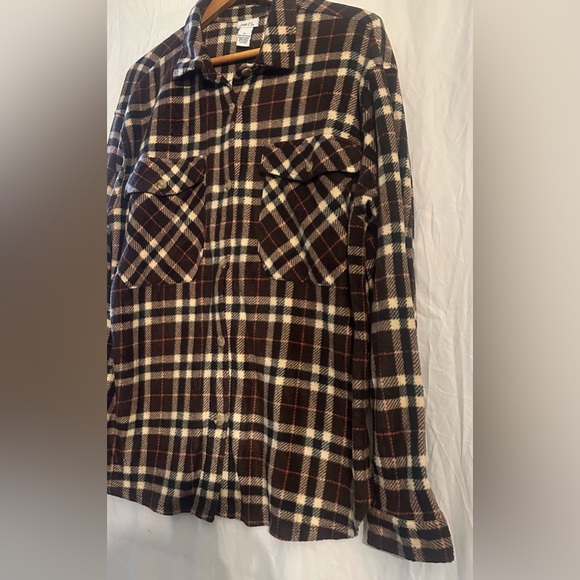 Rue21 Women’s Brown/Cream Button Down Plaid Shirt Front Pockets size XL NWT - Picture 4 of 12